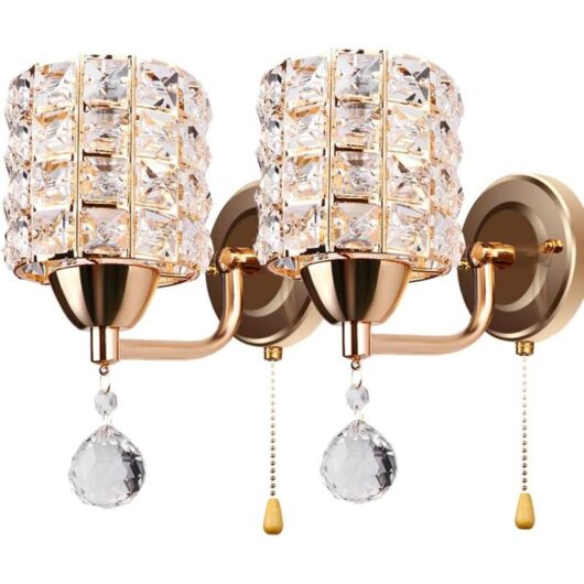 Modern Wall Lights Crystal Wall Light Elegant Style Creative Cylinder Wall Sconce For Living Room Dining Room Bedroom Gold(2 Pack)