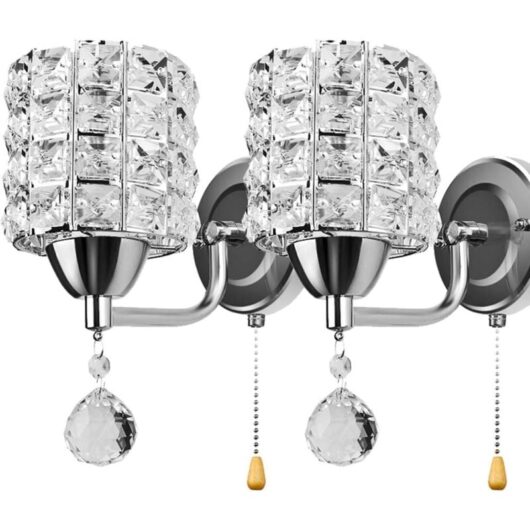 Modern Wall Lights Crystal Wall Light Elegant Style Creative Cylinder Wall Sconce For Living Room Dining Room Bedroom Silver(2 Pack)
