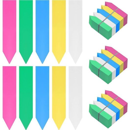 Multicolor Plastic Garden Labels (500 Pack) - 10 x 2cm - 5 Color Waterproof Garden Sign/Garden Label for Nursery, Seeds, Plants and Herbs, mumu
