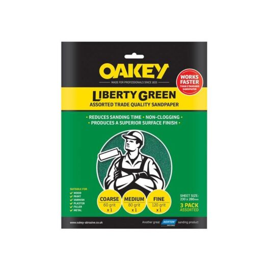 Oakey 63642584727 Liberty Green Aluminium Oxide Sheets 230 x 280mm Assorted 3 OAK84727