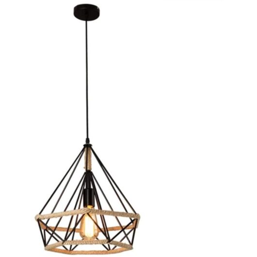 Pendant Lighting Metal Hemp Rope Hanging Lamp Industrial Chandelie E27 Noir Ceiling Lighting Fixtures