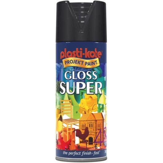PlastiKote 440.0011100.076 Super Gloss Black Spray Paint - 400ml Aerosol for Professional and DIY Use