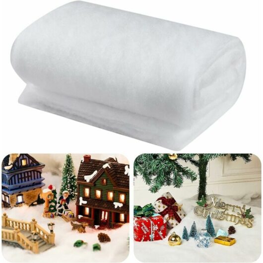 Rouleau Couverture de Neige de Noël 0,8 x 2,4 m Feet Fausse Couverture de Neige Décoration Intérieure pour Décorations Murales du Village de Noël