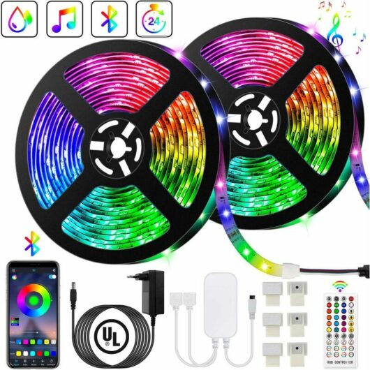Ruban led Bleutooth,10M Bande led 300 LEDs 5050 rgb Étanche,Contrôlé par app du Smartphone, Synchroniser avec Rythme de Musique/Fonction de Minuterie