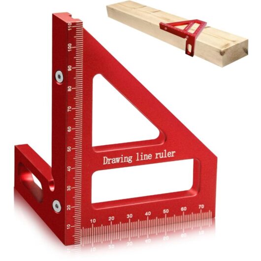 Tinor - Woodworking Square Protractor, 3D Multi-Angle Measuring Ruler, 45/90 Degree Aluminum Triangle Ruler