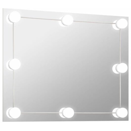 Wall Frameless Mirror with led Lights Rectangular Glass Vidaxl