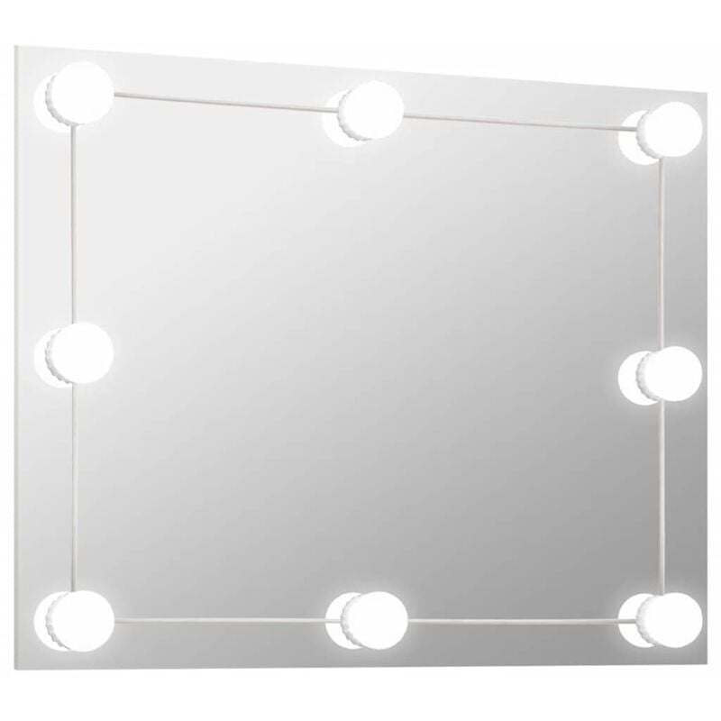 Wall Frameless Mirror with led Lights Rectangular Glass Vidaxl