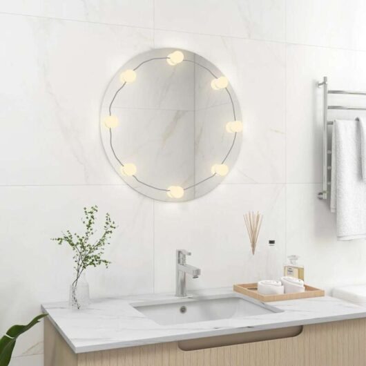 Wall Mirror with LED Lights Round Glass vidaXL