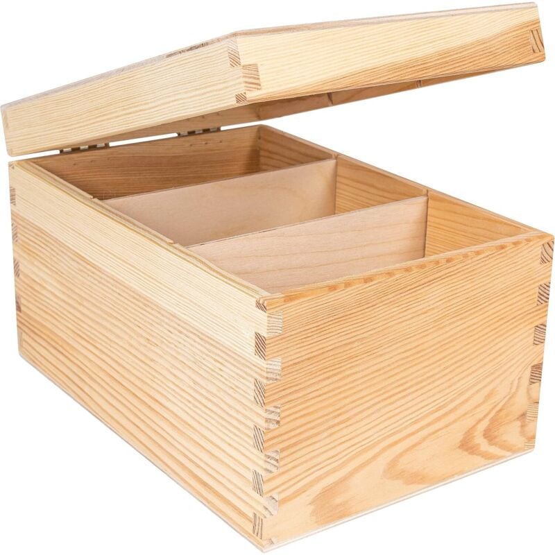 Wooden CD and DVD Storage Box - 3 Compartments