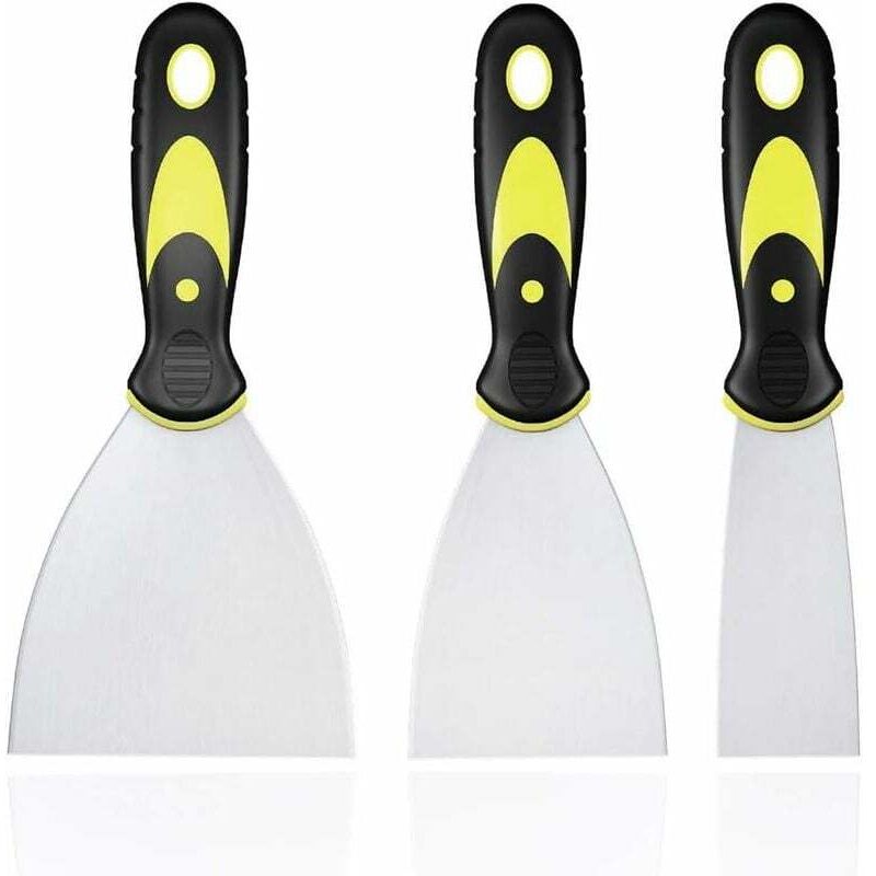 3 Piece Stainless Steel Spatula Set, Cleaning Knife with Plastic Handle, Spatula, DIY Spatula for Paint Removal and Decorative Work