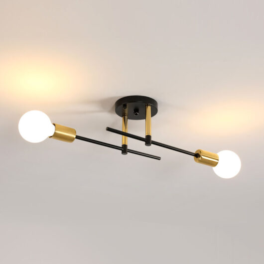 COMELY Vintage Industrial Ceiling Light, E27 2-Light Ceiling Lamp, Modern Metal Sputnik Chandelier, DIY Ceiling Lamp for Living Room Bedroom Kitchen,
