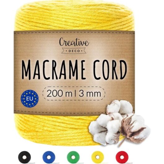 Cotton Macrame Cord 3 mm x 200 m Yellow
