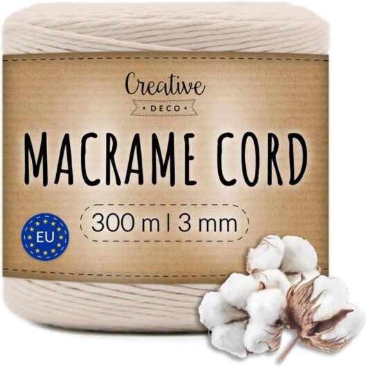 Cotton Macrame Cord 3 mm x 300 m Beige