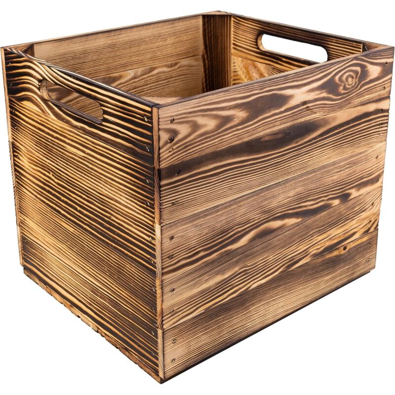 Flamed Wooden Crate for KALLAX/EXPEDIT 33x37x33 cm