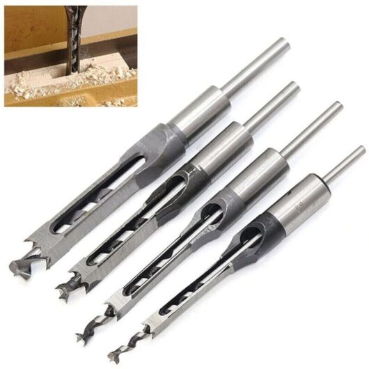 Pieces Square Wood Drill Bit Set, Hollow Steel Chisels, Woodworking Tools, Square Wood Drill Bits, Tenon Drill Bits, Chisels, 6.4/8/9.5/12.7 Square