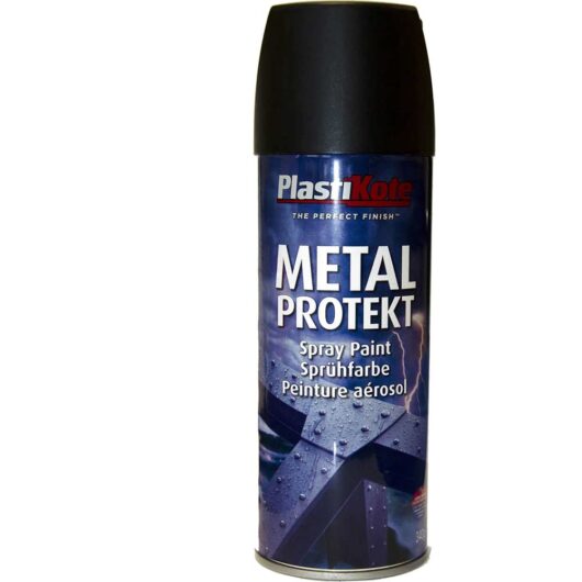 Plastikote Metal Protekt Aerosol Spray Paint Matt Black 400ml