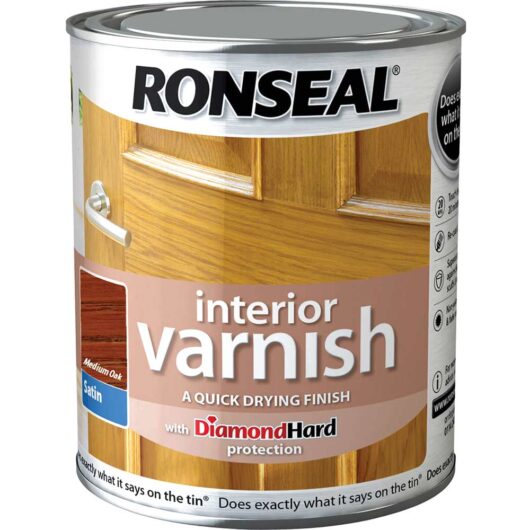 Ronseal Interior Satin Quick Dry Varnish Medium Oak 750ml