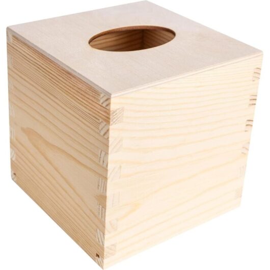 Square Wooden Tissue Box 13.3 x 13.3 x 13.3 cm