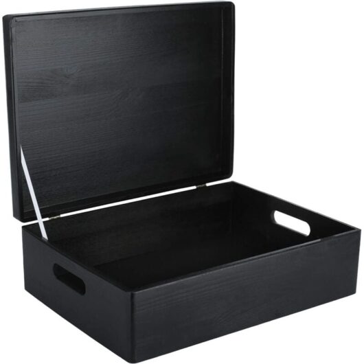 Wooden Storage Box with Handles 40 x 30 x 14 cm - Black