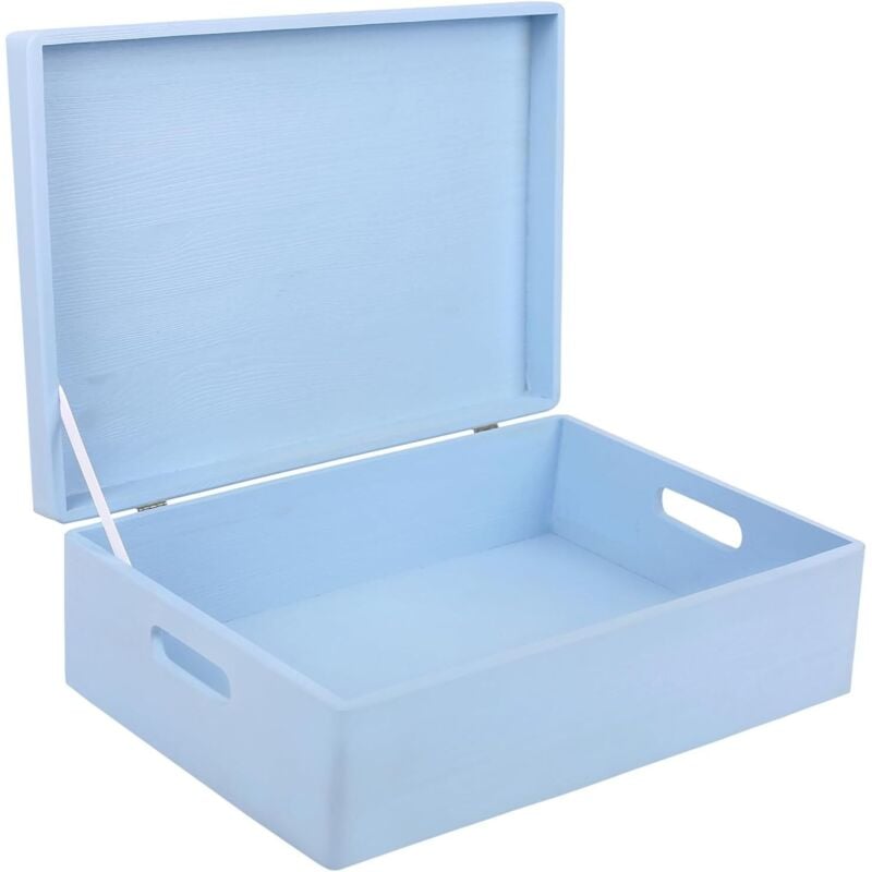 Wooden Storage Box with Handles 40 x 30 x 14 cm - Blue