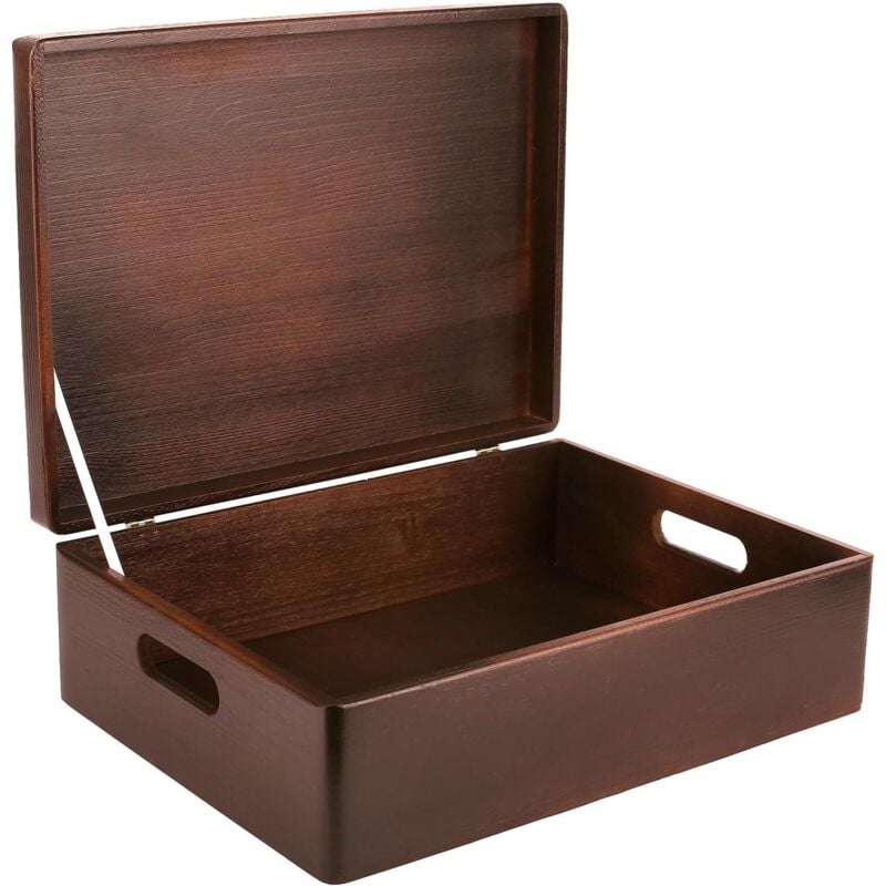 Wooden Storage Box with Handles 40 x 30 x 14 cm - Brown