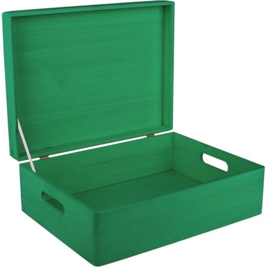 Wooden Storage Box with Handles 40 x 30 x 14 cm - Green