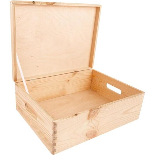 Wooden Storage Box with Handles 40 x 30 x 14 cm - Natural