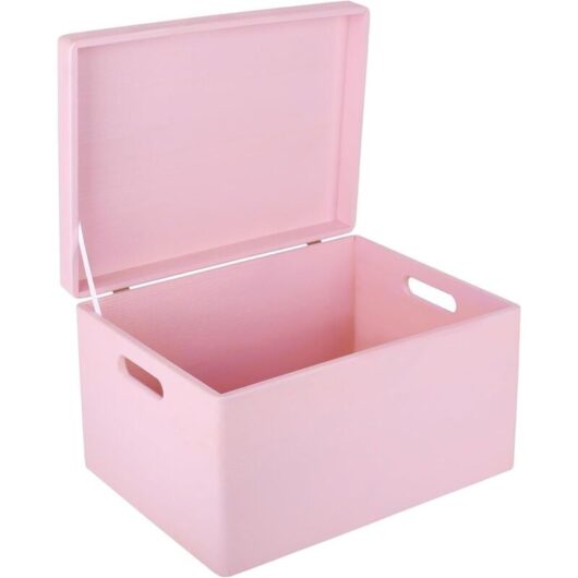 Wooden Storage Box with Handles 40 x 30 x 24 cm - Pink
