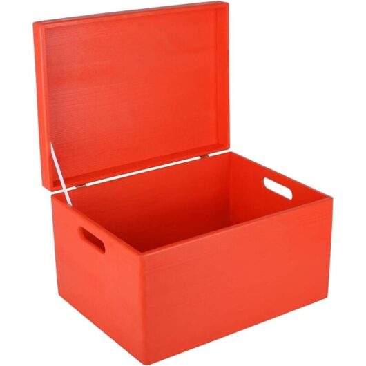 Wooden Storage Box with Handles 40 x 30 x 24 cm - Red