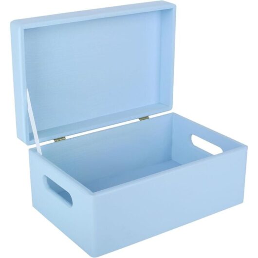 Wooden Storage Box with Handles - Blue 30 x 20 x 14 cm