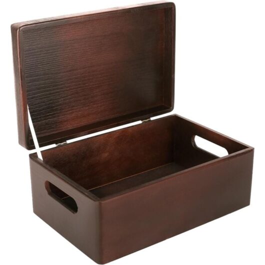 Wooden Storage Box with Handles - Brown 30 x 20 x 14 cm