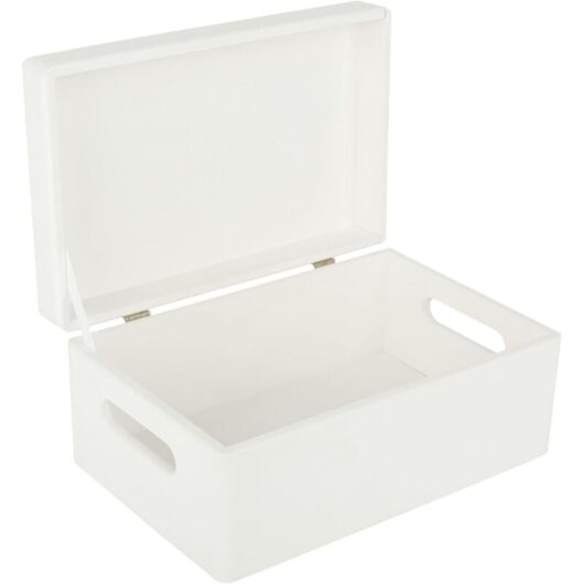 Wooden Storage Box with Handles - White 30 x 20 x 14 cm