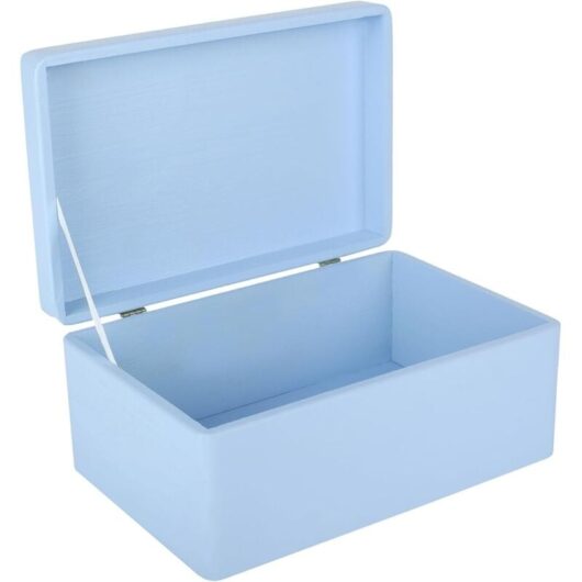 Wooden Storage Box with Lid 30 x 20 x 14 cm - Blue