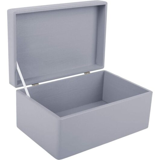 Wooden Storage Box with Lid 30 x 20 x 14 cm - Grey