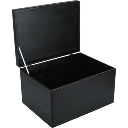 Wooden Storage Box with Lid 40 x 30 x 24 cm - Black