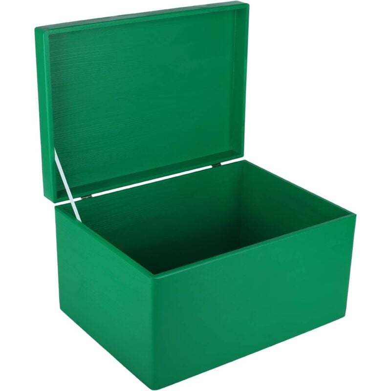 Wooden Storage Box with Lid 40 x 30 x 24 cm - Green