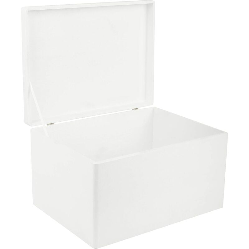 Wooden Storage Box with Lid 40 x 30 x 24 cm - White