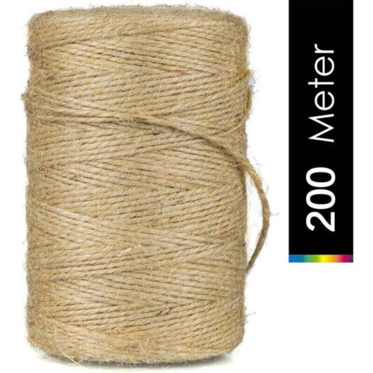 200M x 2mm Jute Twine, Garden Twine, Natural Jute Rope, Arts & Crafts Twine, for Gardening, Decoration, Gift Wrapping, Creative Arts