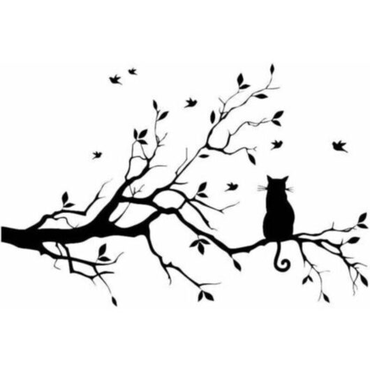 22" x 15" Removable Vinyl Wall Stickers for Kids Rooms, Branch Design, Black
