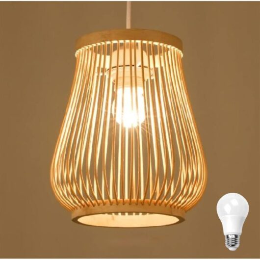 DIY Bamboo Woven Vase Pendant Light Bamboo Lampshade Ceiling Light Chandelier Decorative Lamp for Restaurant, Living Room, Bar Counter, Cafe, etc.