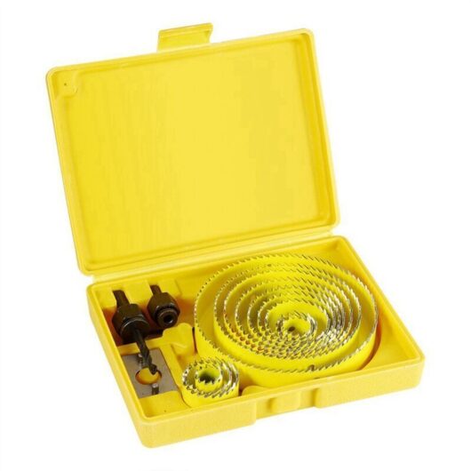 Hole Saw Set, Cutting Tools for Woodworking, Drywall, Plasterboard and Plywood, 229mm Bi-Metal Hole Saw with Mandrel
