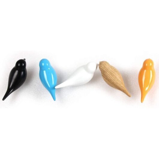 Muraux Oiseau - Decorative Wall-Mounted Coat Rack for Coats, Scarves, Bags, Handbags, Backpacks, Towels and More, Set of 5