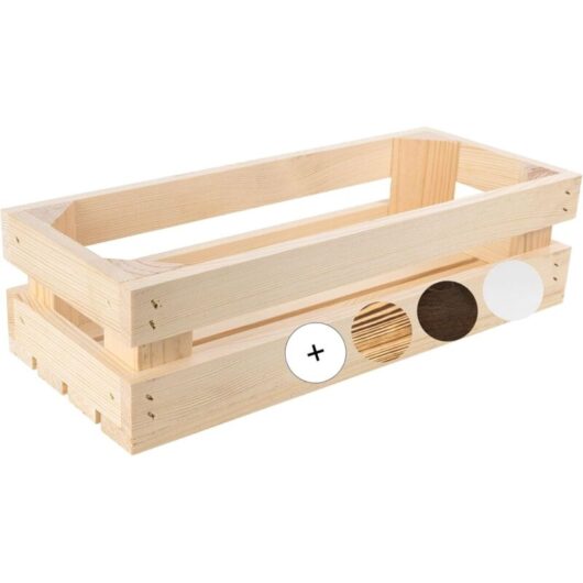 Natural Vintage Wooden Storage Crate - 34 x 14 x 9 cm