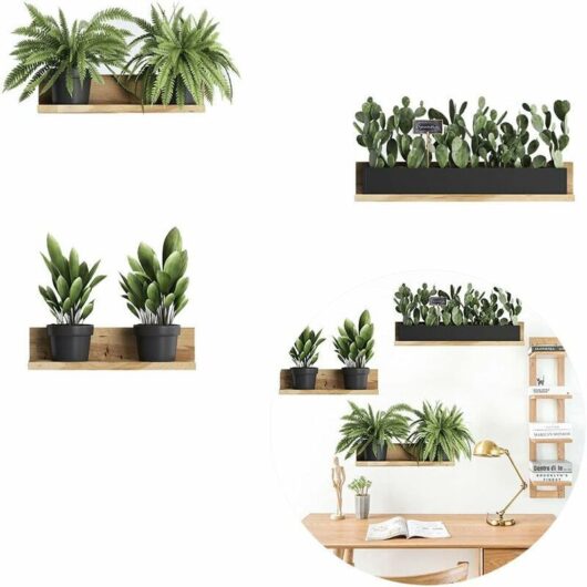 Potted Plant Wall Sticker, Green Plant Wall Decal 62 x 70cm, DIY Natural Wallpaper Wall Sticker for Bedroom, Living Room, TV Wall