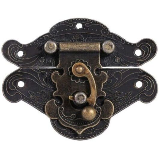 TONYSA Antique Style Latch, Bronze Alloy Padlock Clasp for Wooden Jewelry Cabinet. (L)