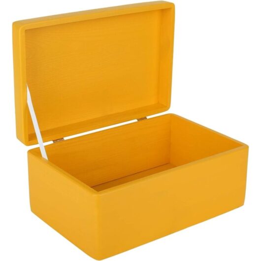 Wooden Storage Box with Lid 30 x 20 x 14 cm - Yellow