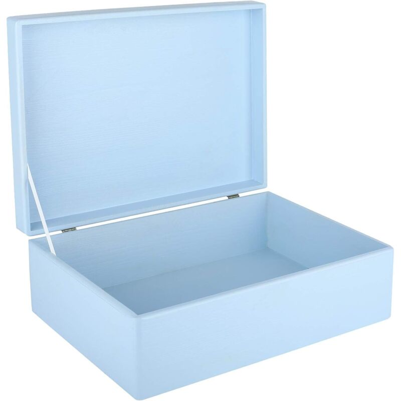 Wooden Storage Box with Lid 40 x 30 x 14 cm - Blue