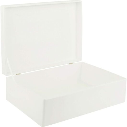 Wooden Storage Box with Lid 40 x 30 x 14 cm - White