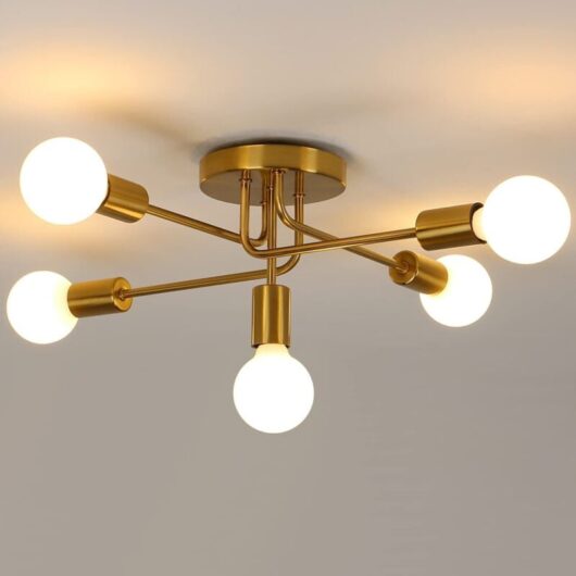 Goeco - Industrial ceiling chandelier, 5 lights E27 Ceiling lighting in metal, gold ceiling light, retro ceiling lamp for living room kitchen dining