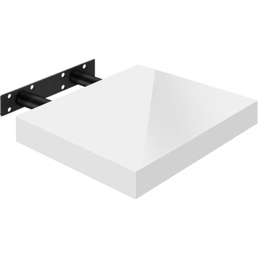 High Gloss Wall Storage Shelf cd Media Storage Rack 30 x 22.9 x 3.8 cm White - Woltu